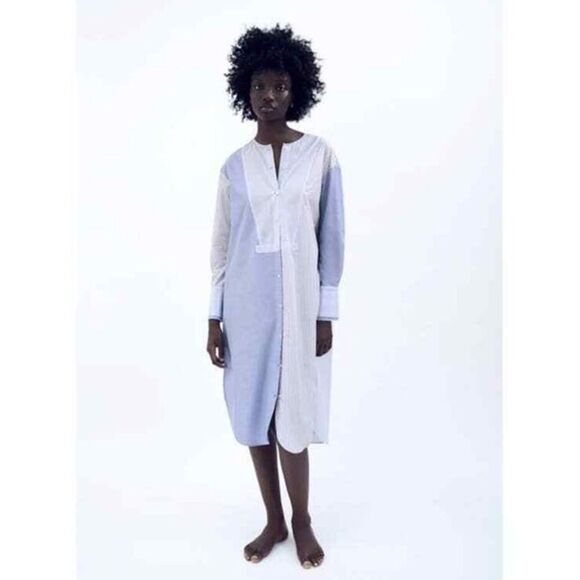 ZARA PATCHWORK SHIRTDRESS - Picture 1 of 6